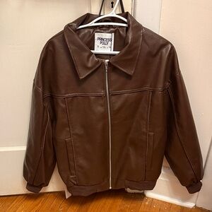 Princess Polly Brown Faux Leather Zip-Up Jacket